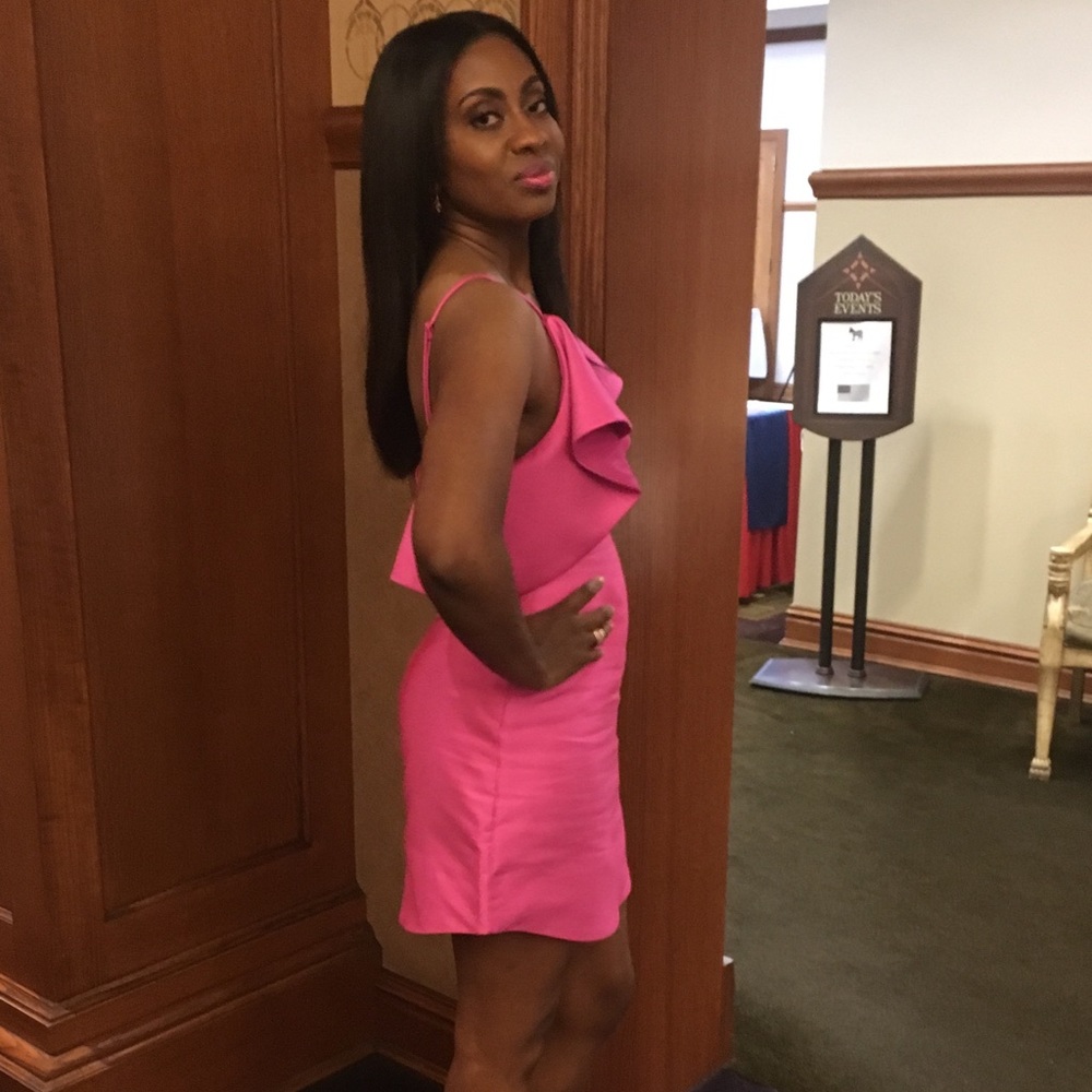 Gorgeous HOT PINK spaghetti strap cocktail dress